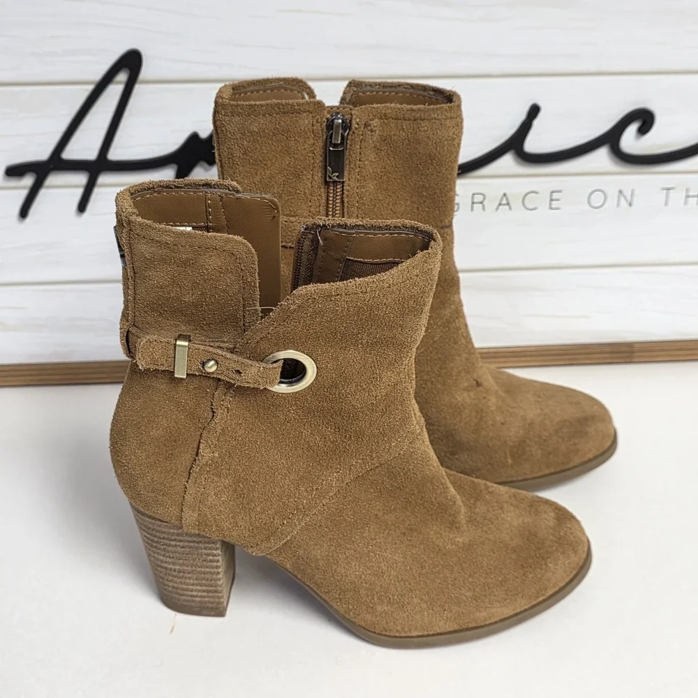 UGG Koolaburra Samiah Ankle Boots Camel Tan Women's 5.5 Eu 36.5 Zip Side 1105866